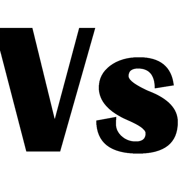 Large VS letters on black background