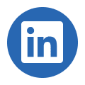LinkedIn logo: white "in" on blue circle