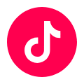TikTok logo in red circle on black