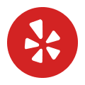 Yelp logo red circle with white burst