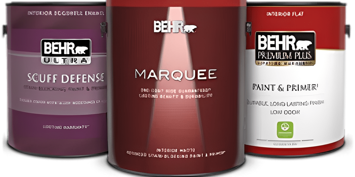 Three Behr paint cans displayed together