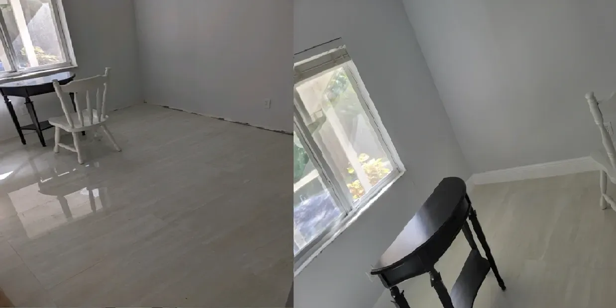 Empty room with chair and small table