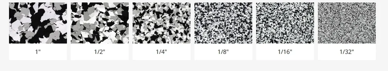 Six grayscale grain size texture samples