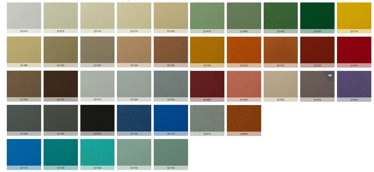 Color swatch palette grid with labeled samples