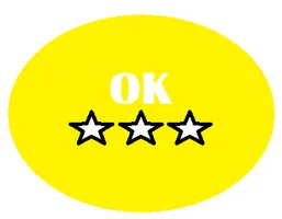 Yellow oval with OK and three stars