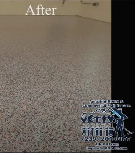 Speckled epoxy garage floor after resurfacing