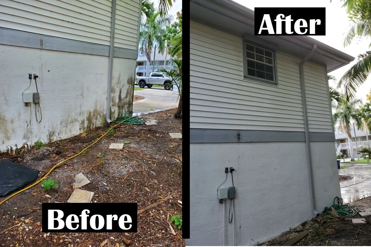 House exterior before and after cleaning