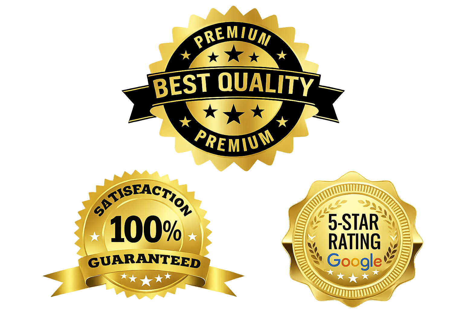 Three gold quality and rating seals