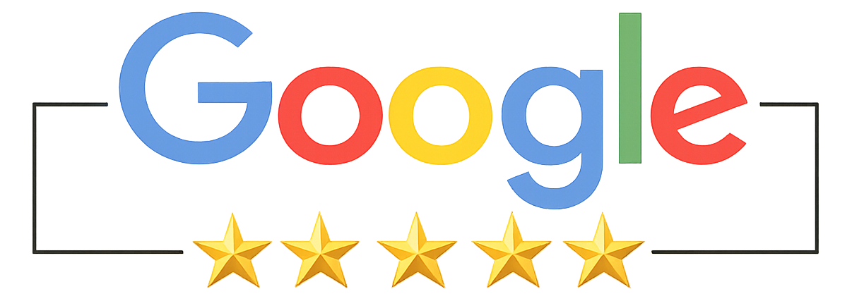 Google logo with five star rating