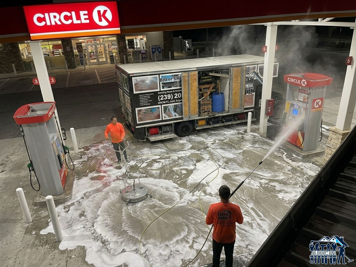 commercial gas station cleaning pic circle k night