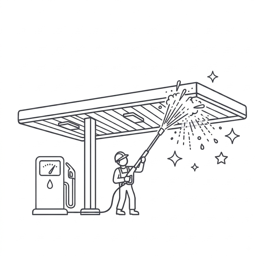 gas station canopy pressure washing