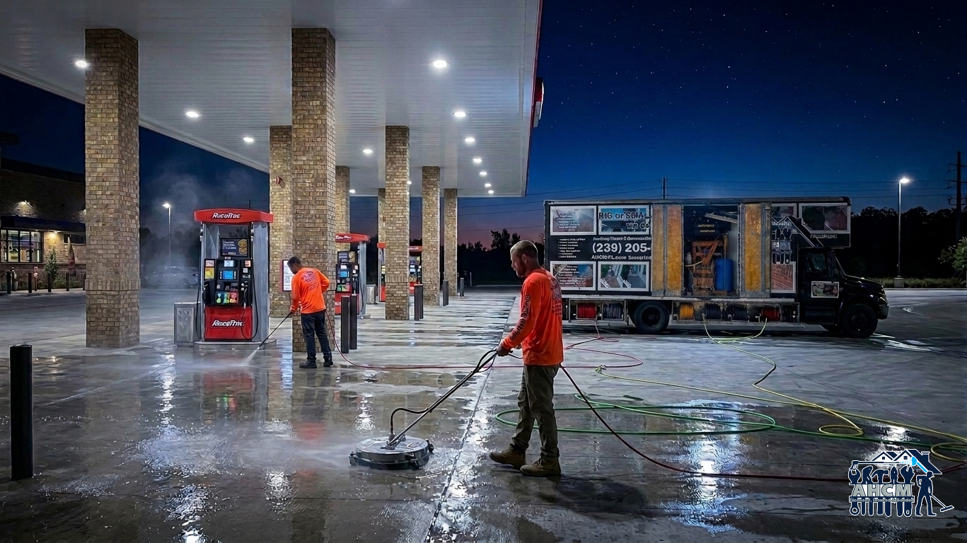 gas station night wash