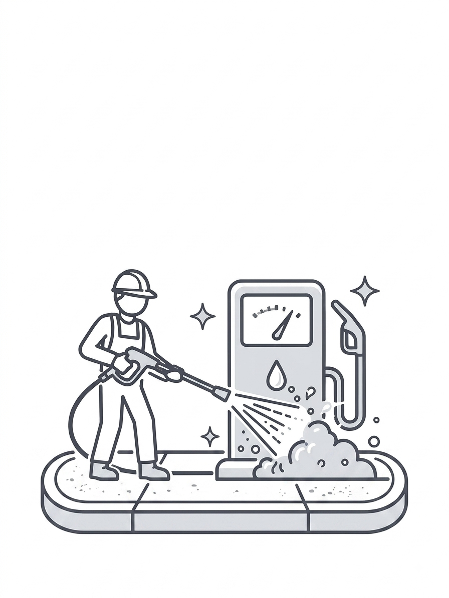 gas station pump pressure washing