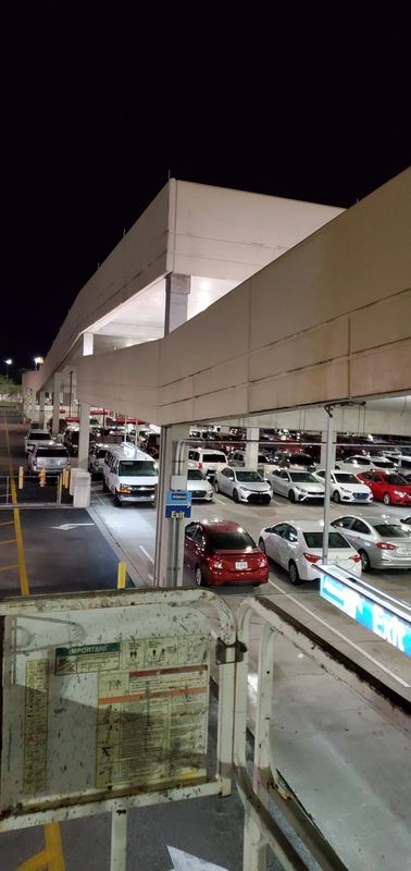 Parking garage exit ramp after commercial pressure washing