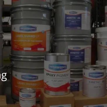 Stacked epoxy pigment and paint cans