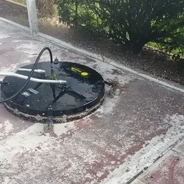 Pressure washer surface cleaner cleaning concrete patio